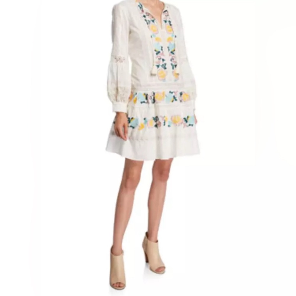 Tory Burch White Floral Embroidered Mini Dress